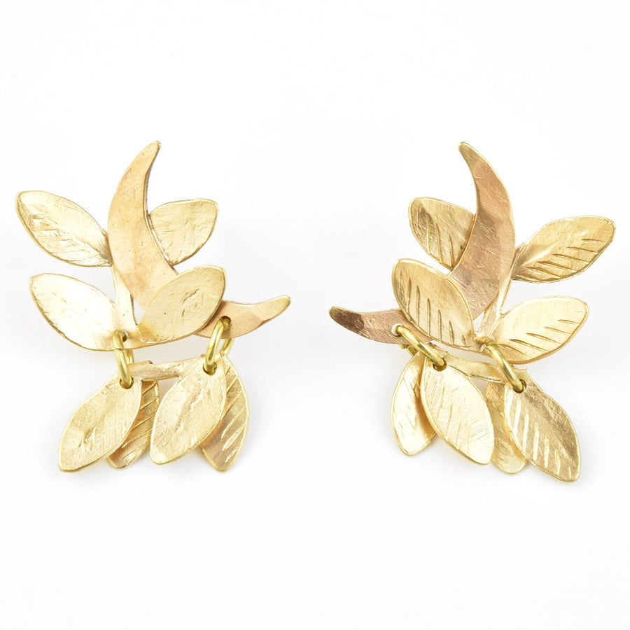 Fairy Crescent Leaf Moon Earrings - Goldmakers Fine Jewelry