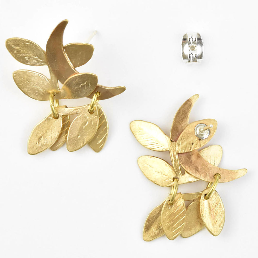 Fairy Crescent Leaf Moon Earrings - Goldmakers Fine Jewelry