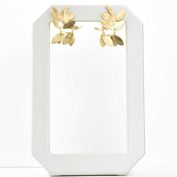 Fairy Crescent Leaf Moon Earrings - Goldmakers Fine Jewelry