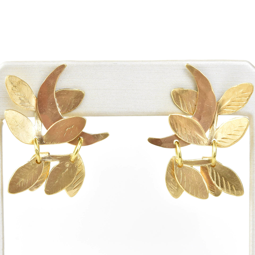 Fairy Crescent Leaf Moon Earrings - Goldmakers Fine Jewelry