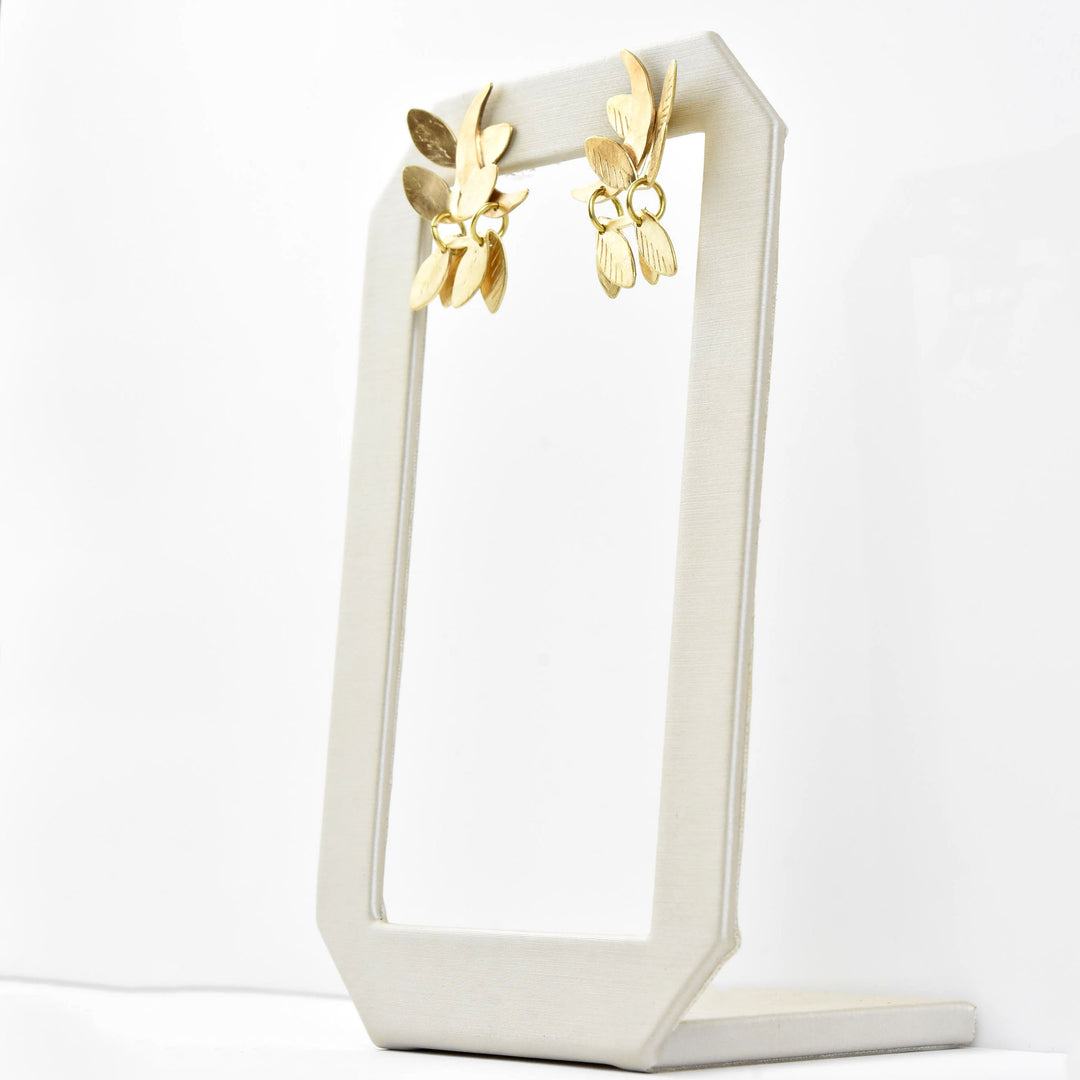 Fairy Crescent Leaf Moon Earrings - Goldmakers Fine Jewelry