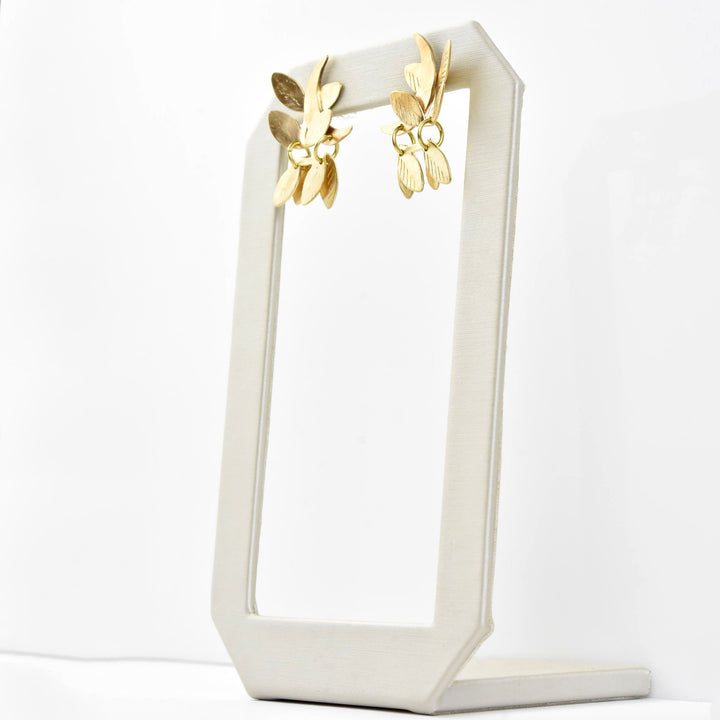 Fairy Crescent Leaf Moon Earrings - Goldmakers Fine Jewelry