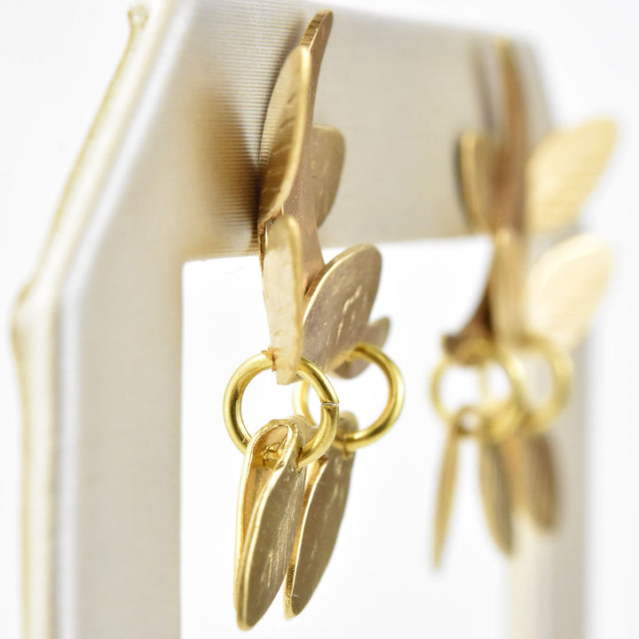 Fairy Crescent Leaf Moon Earrings - Goldmakers Fine Jewelry