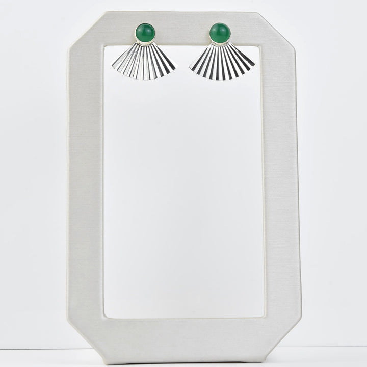Retro Silver Fan Earrings - Goldmakers Fine Jewelry