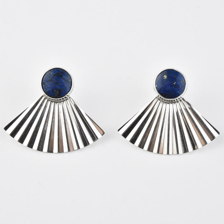 Retro Silver Fan Earrings - Goldmakers Fine Jewelry