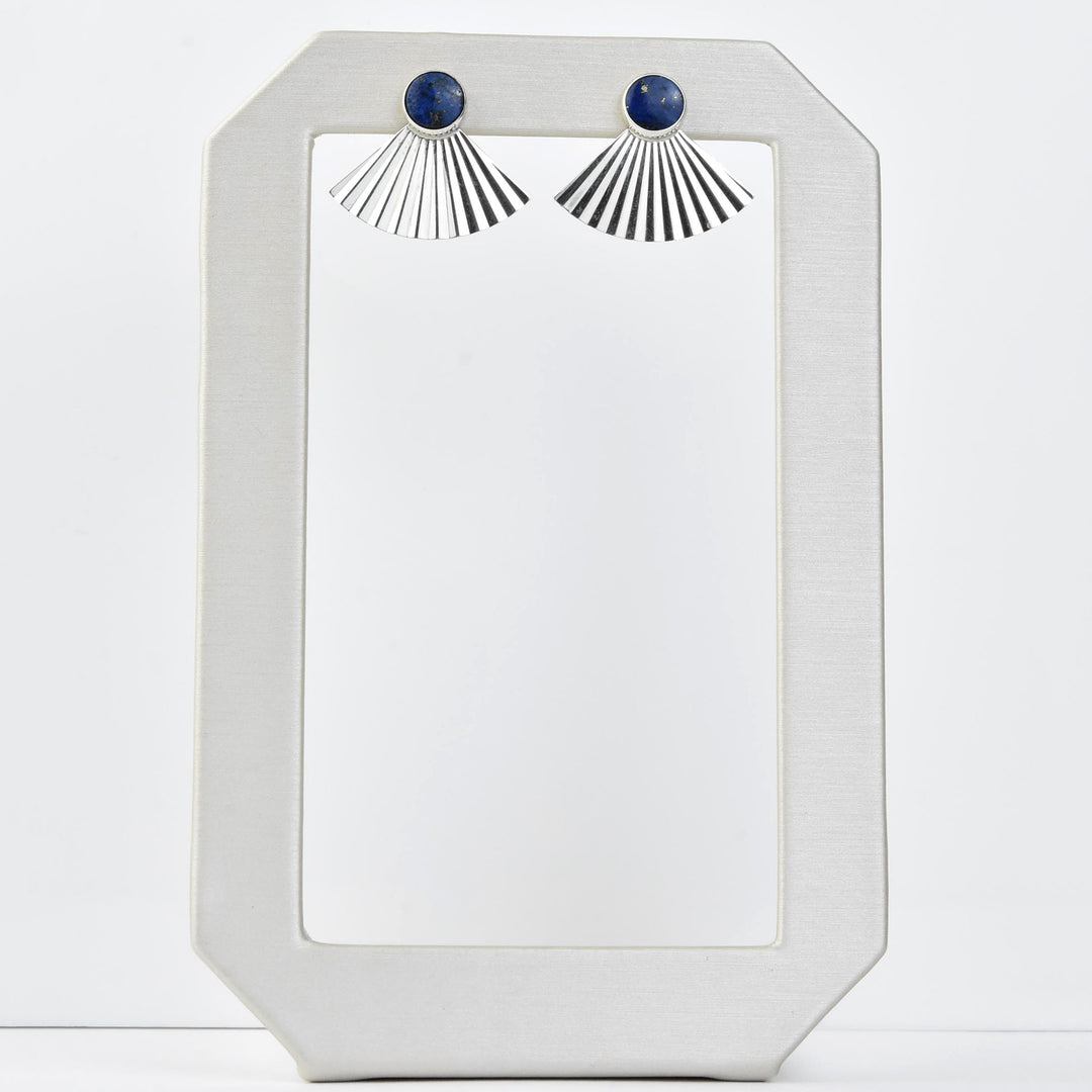 Retro Silver Fan Earrings - Goldmakers Fine Jewelry