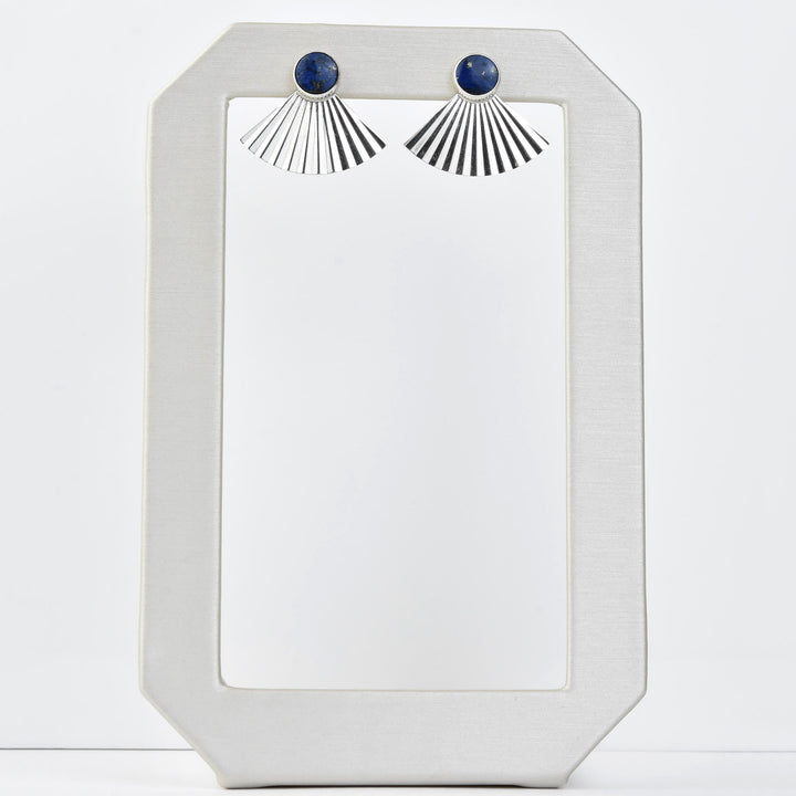 Retro Silver Fan Earrings - Goldmakers Fine Jewelry