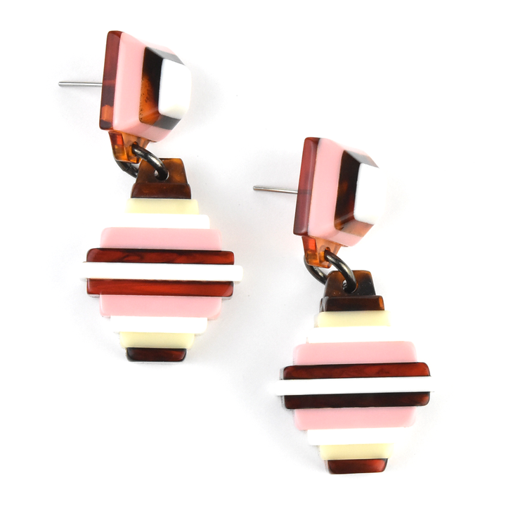 Souvenir Rectangle Dangles in Rose - Goldmakers Fine Jewelry