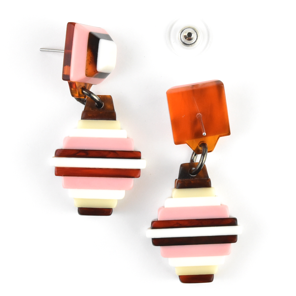 Souvenir Rectangle Dangles in Rose - Goldmakers Fine Jewelry
