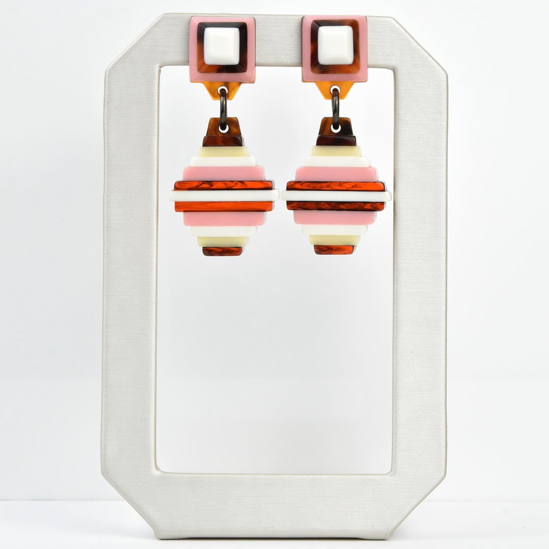 Souvenir Rectangle Dangles in Rose - Goldmakers Fine Jewelry