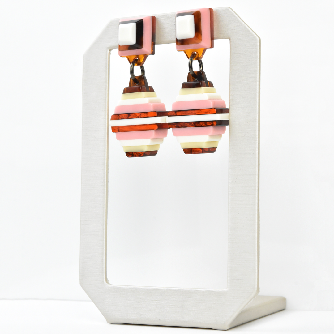 Souvenir Rectangle Dangles in Rose - Goldmakers Fine Jewelry