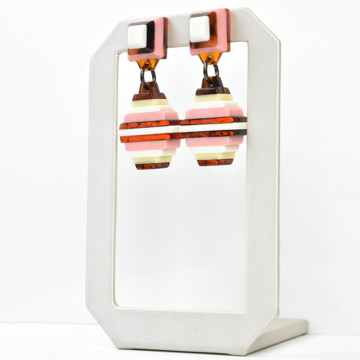 Souvenir Rectangle Dangles in Rose - Goldmakers Fine Jewelry