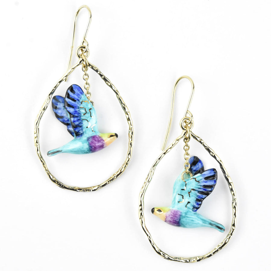 Flying Bluebird Earrings - Goldmakers Fine Jewelry