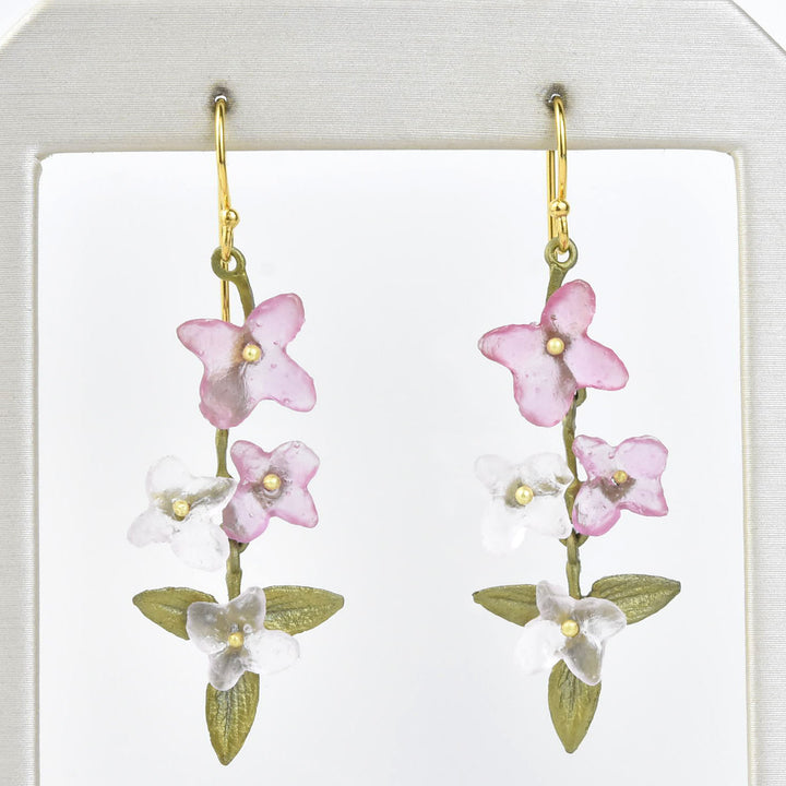 Pink Hydrangea Petal French Wire Earrings - Goldmakers Fine Jewelry