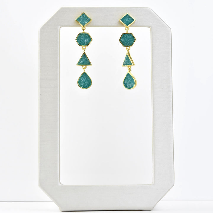 Gabrielle Neon Blue Jade Earrings - Goldmakers Fine Jewelry