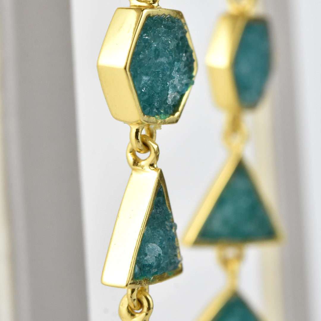 Gabrielle Neon Blue Jade Earrings - Goldmakers Fine Jewelry