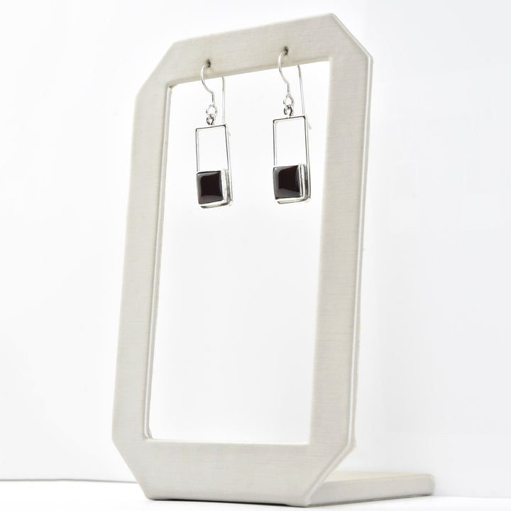 Retro Square Garnet Earrings - Goldmakers Fine Jewelry