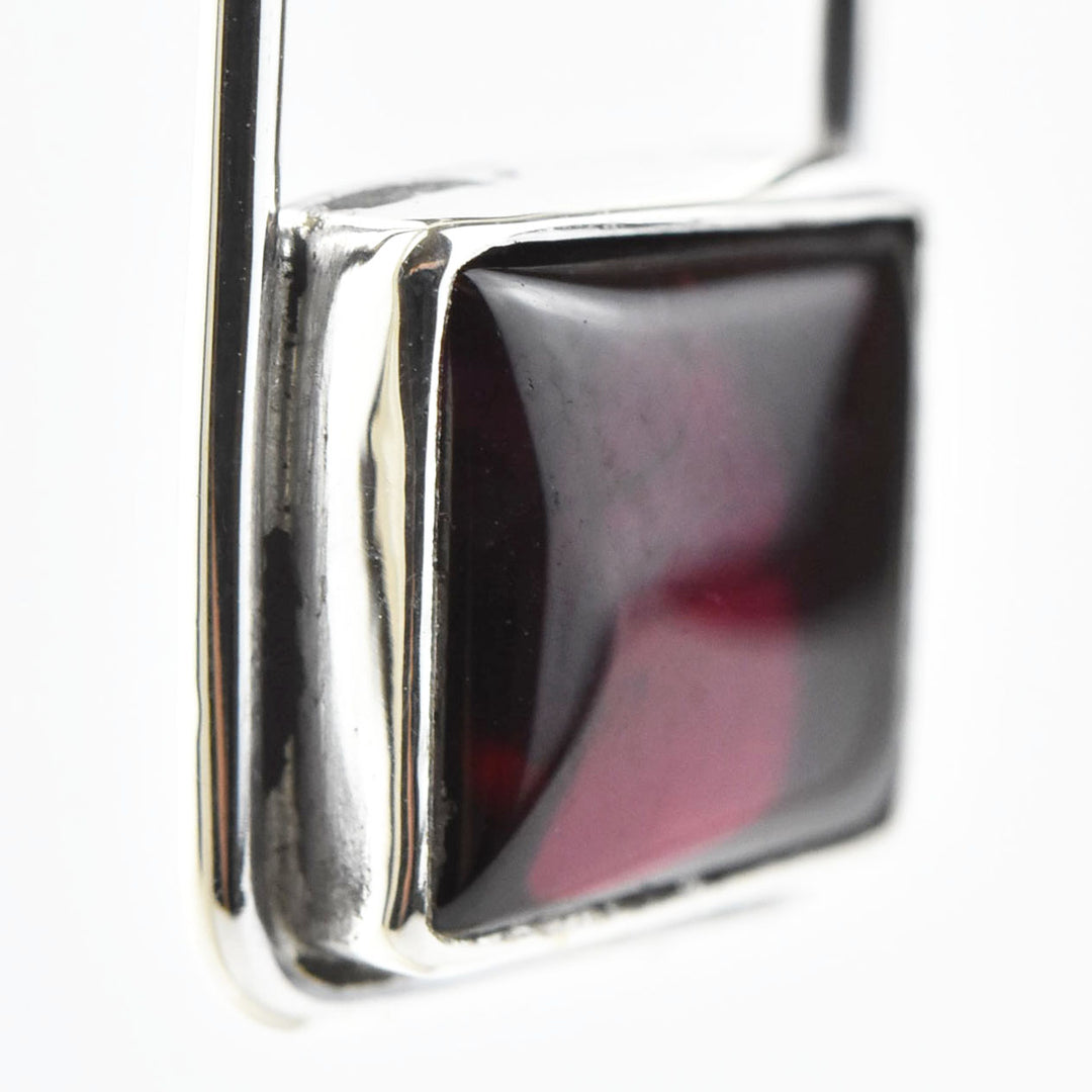 Retro Square Garnet Earrings - Goldmakers Fine Jewelry