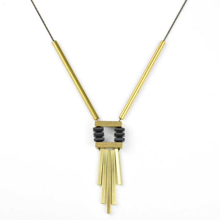 Geometric Brass Bead Necklace - Goldmakers Fine Jewelry