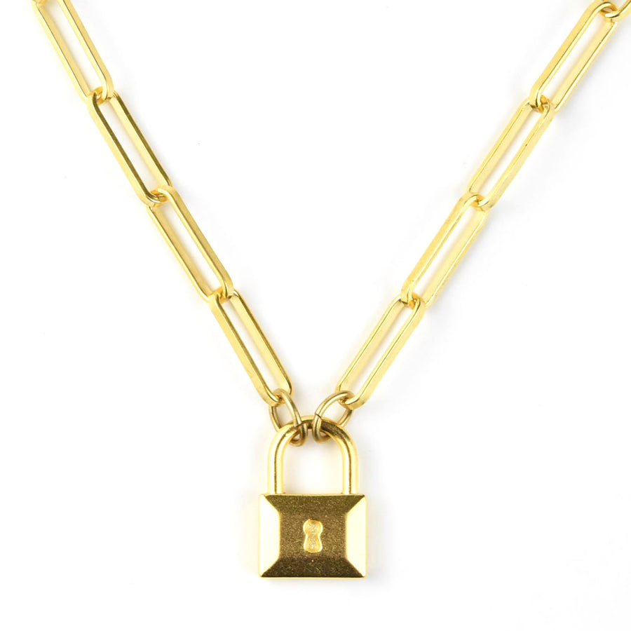 Gold Plated Padlock Necklace - Goldmakers Fine Jewelry