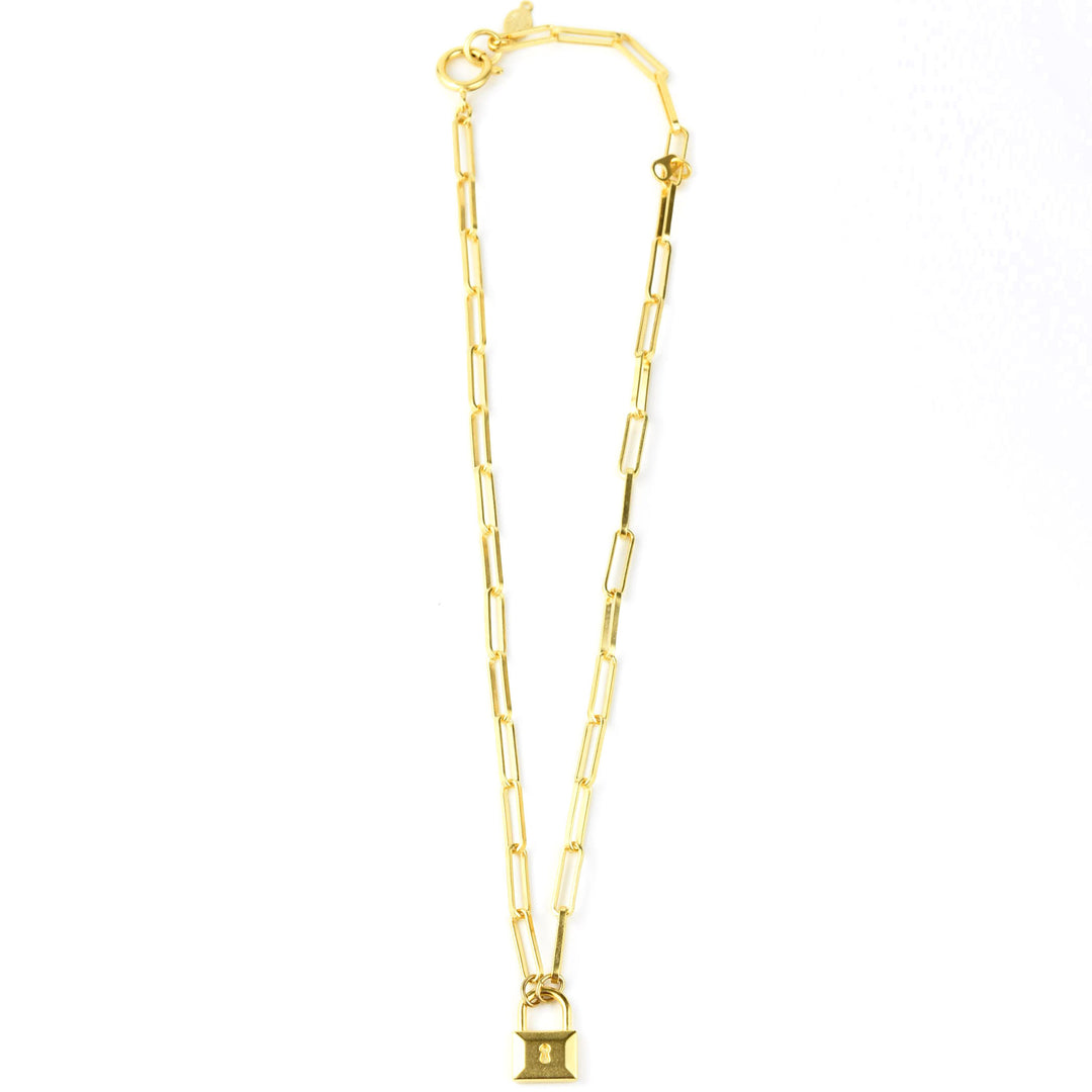 Gold Plated Padlock Necklace - Goldmakers Fine Jewelry