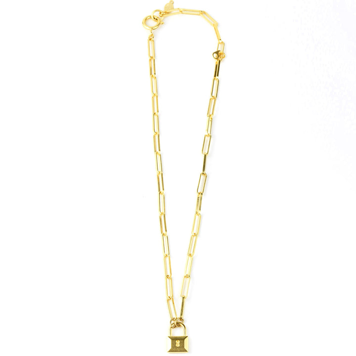 Gold Plated Padlock Necklace - Goldmakers Fine Jewelry