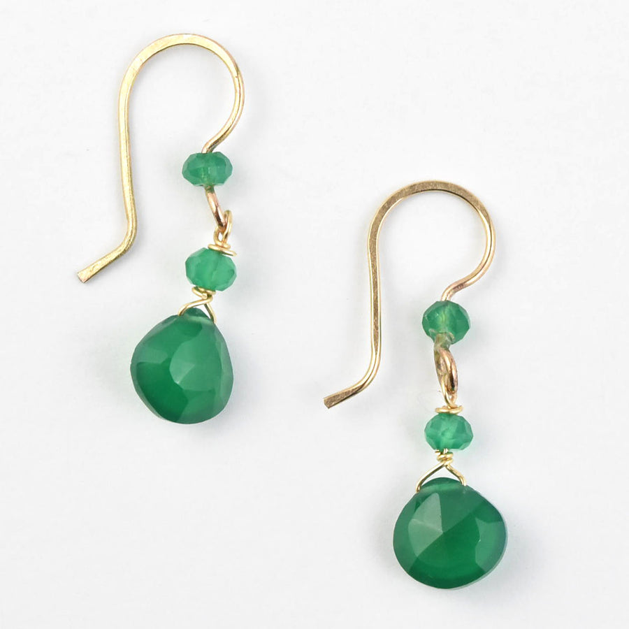 Green Onyx Dangles - Goldmakers Fine Jewelry