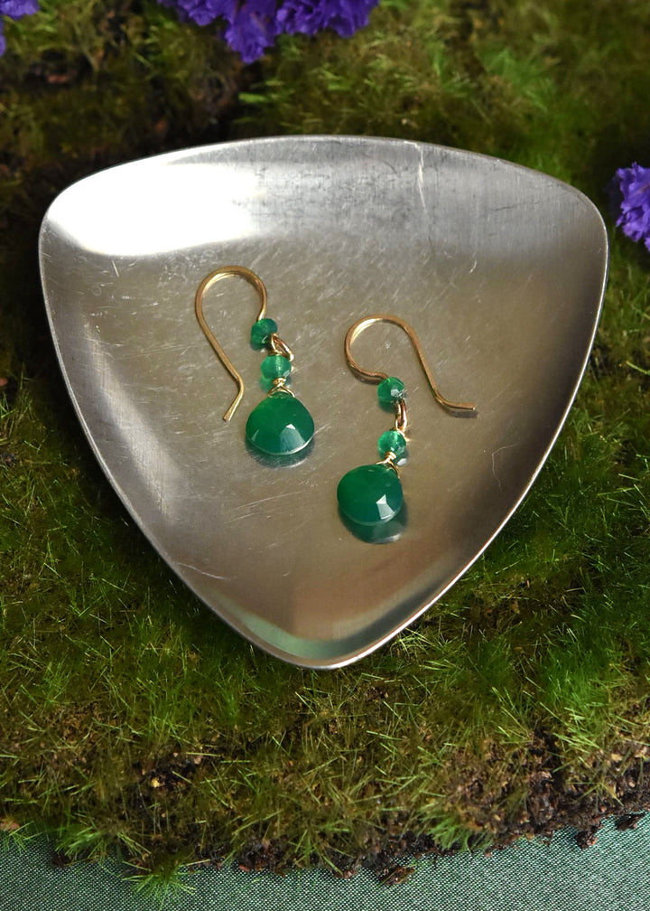 Green Onyx Dangles - Goldmakers Fine Jewelry