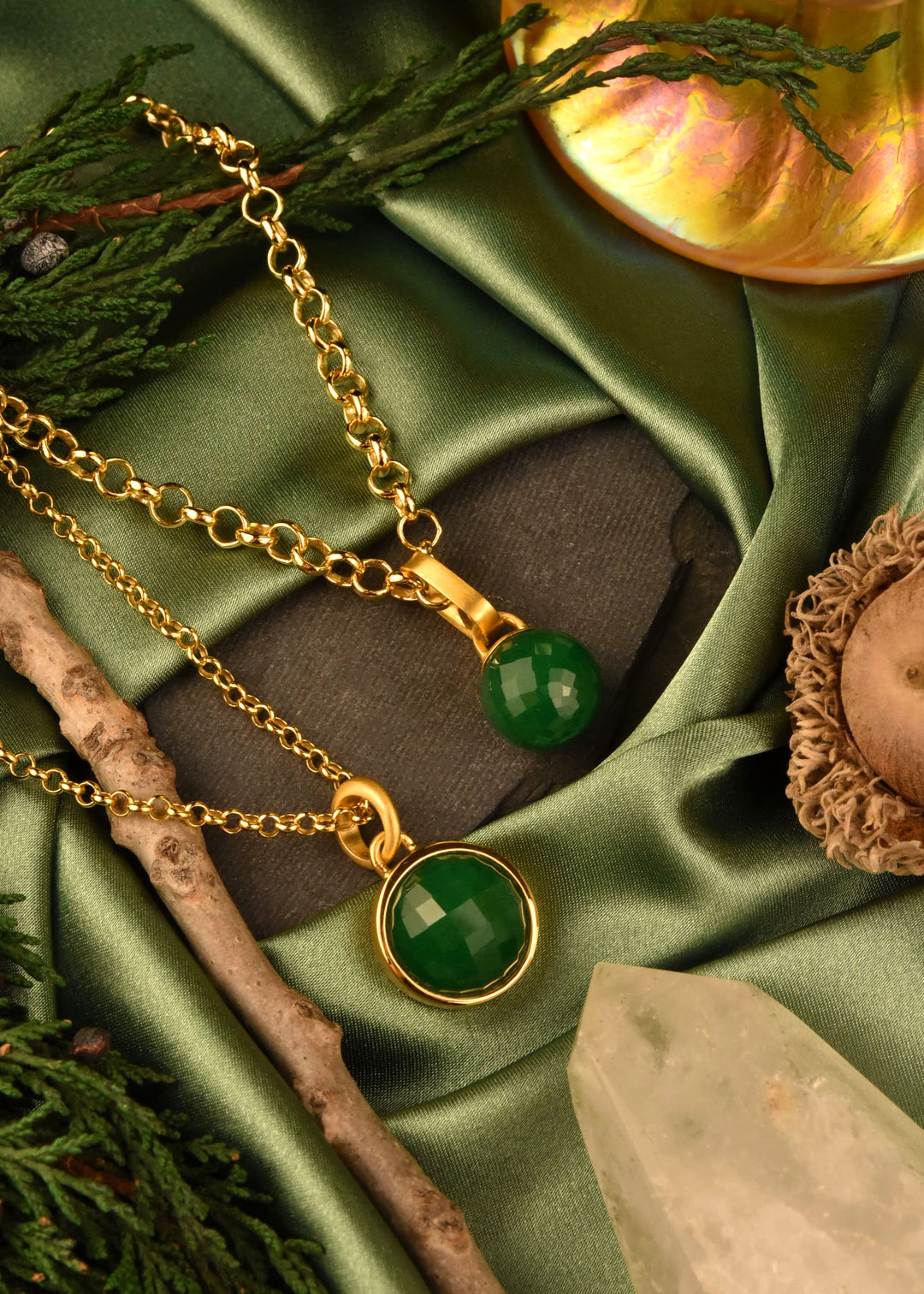 Manhattan Gemstone Pendant, Green Onyx - Goldmakers Fine Jewelry