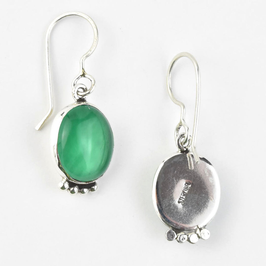 Oval Stone Drop Earrings - Goldmakers Fine Jewelry