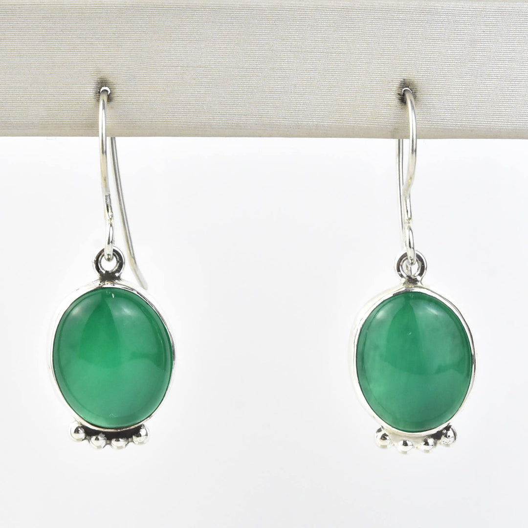Oval Stone Drop Earrings - Goldmakers Fine Jewelry