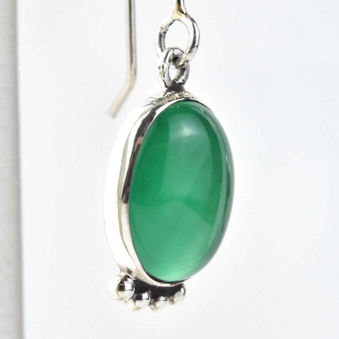 Oval Stone Drop Earrings - Goldmakers Fine Jewelry