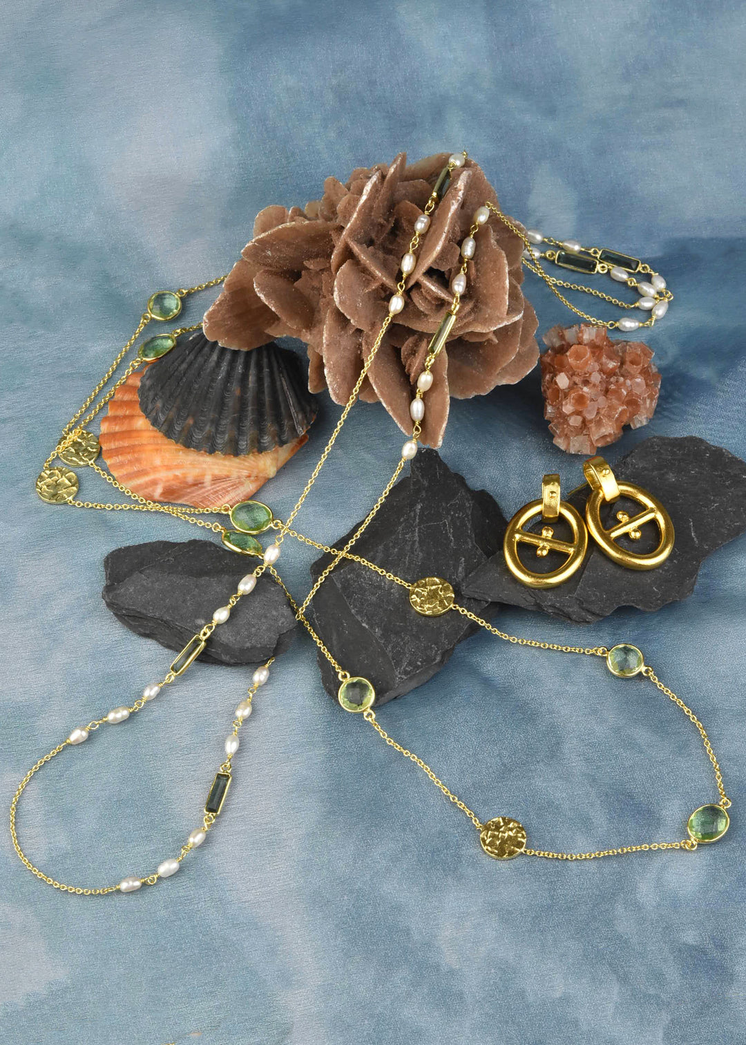 Peal and Green Tourmaline Long Necklace - Goldmakers Fine Jewelry