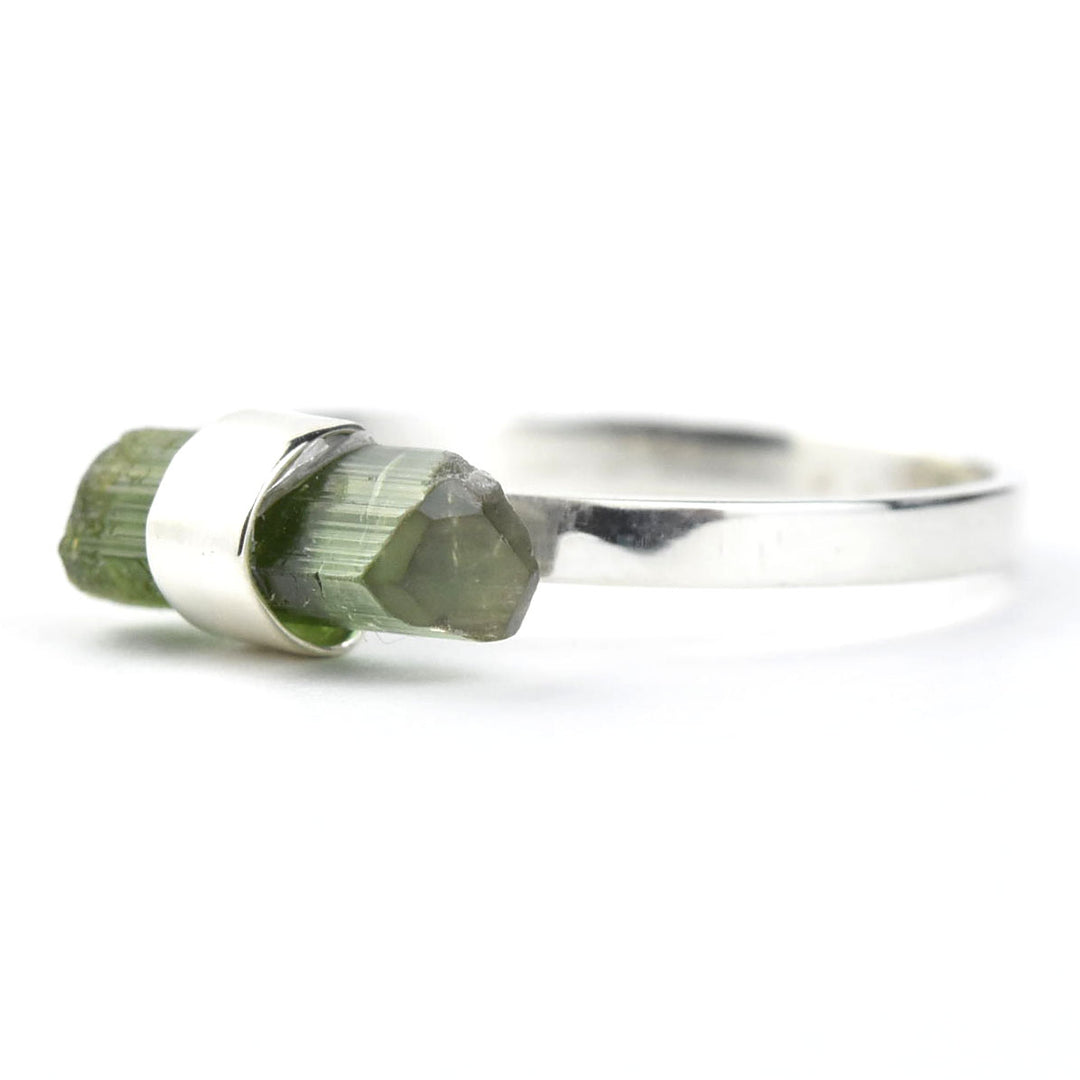 Tourmaline Raw Crystal Candy Ring in Silver