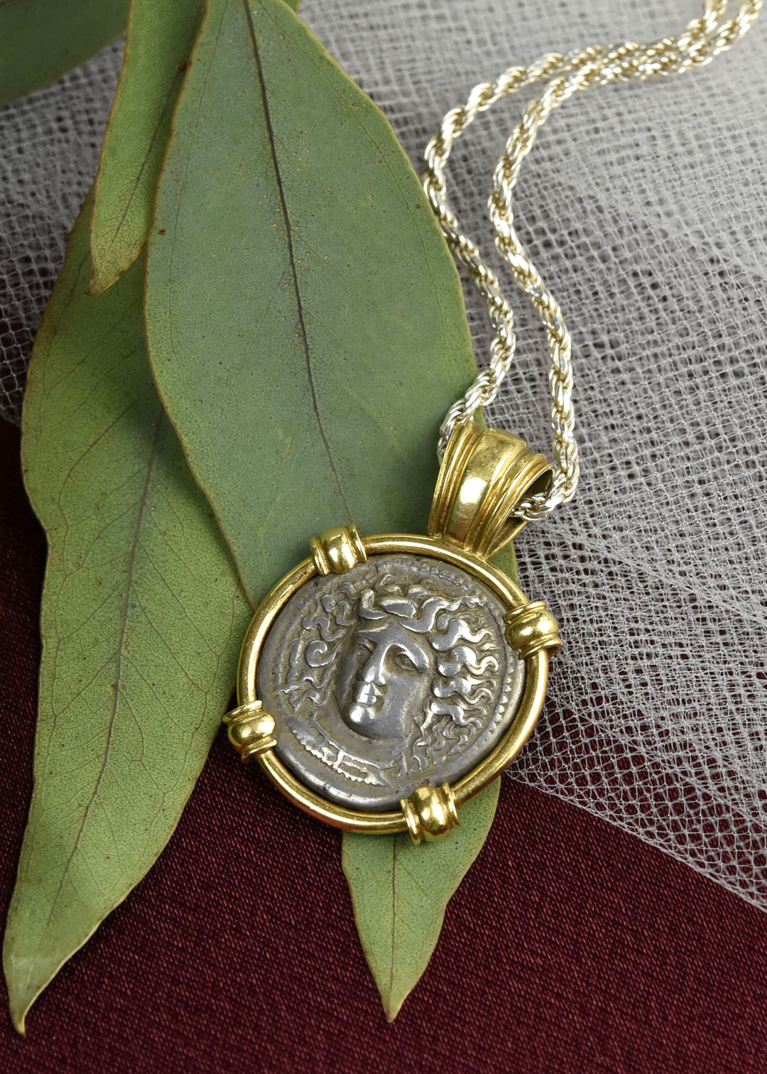 Head of Larissa Ancient Greek Coin Necklace - Goldmakers Fine Jewelry