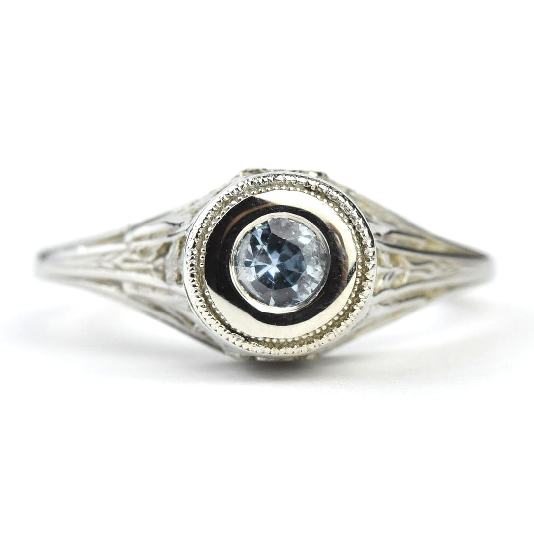 Petite Montana Sapphire Vintage Filigree Engagement Ring - Goldmakers Fine Jewelry