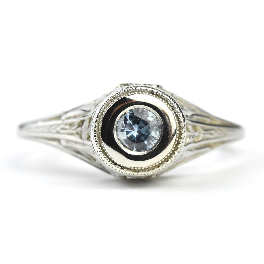 Petite Montana Sapphire Vintage Filigree Engagement Ring - Goldmakers Fine Jewelry