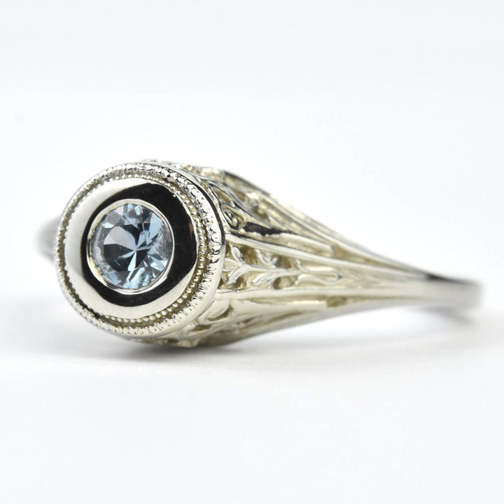 Petite Montana Sapphire Vintage Filigree Engagement Ring - Goldmakers Fine Jewelry