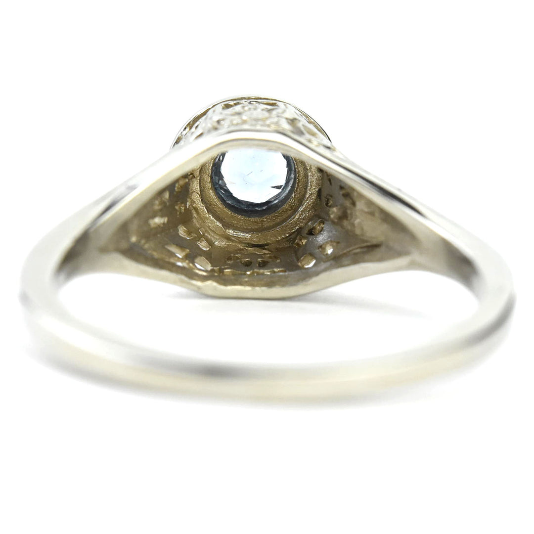 Petite Montana Sapphire Vintage Filigree Engagement Ring - Goldmakers Fine Jewelry