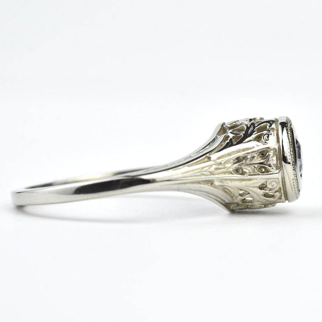 Petite Montana Sapphire Vintage Filigree Engagement Ring - Goldmakers Fine Jewelry