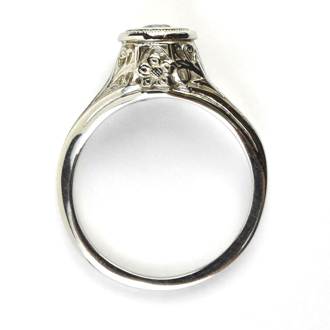 Petite Montana Sapphire Vintage Filigree Engagement Ring - Goldmakers Fine Jewelry