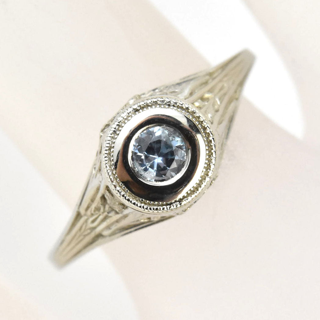 Petite Montana Sapphire Vintage Filigree Engagement Ring - Goldmakers Fine Jewelry