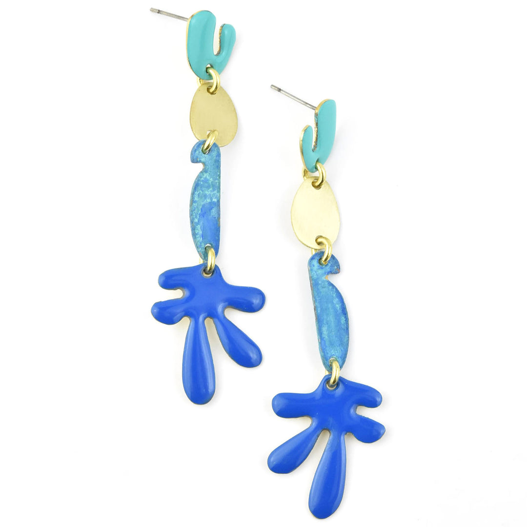 Shapes in a Line Earrings in Mix Blue - Goldmakers Fine Jewelry