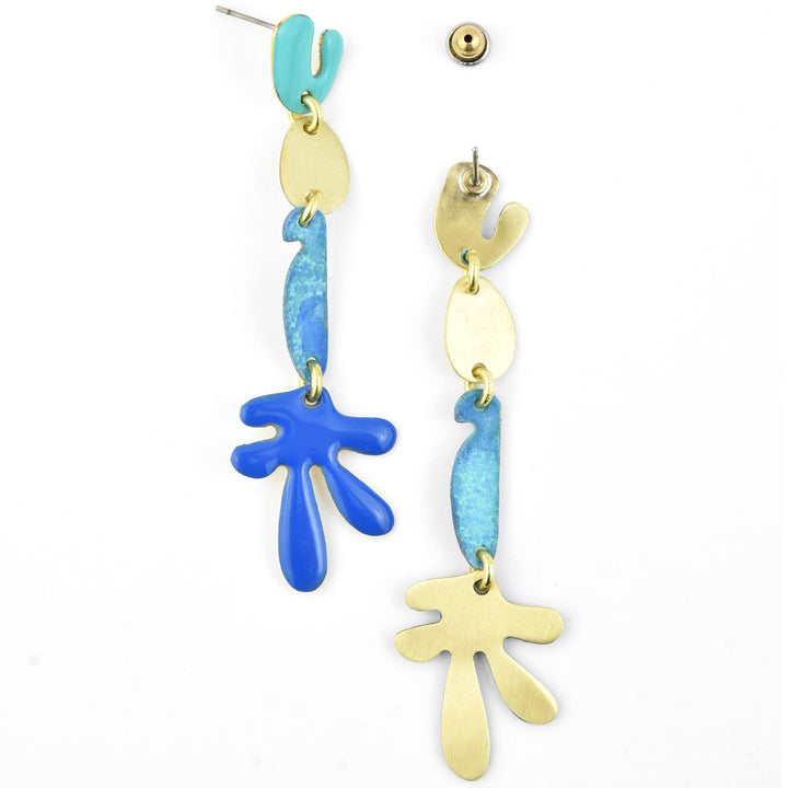 Shapes in a Line Earrings in Mix Blue - Goldmakers Fine Jewelry