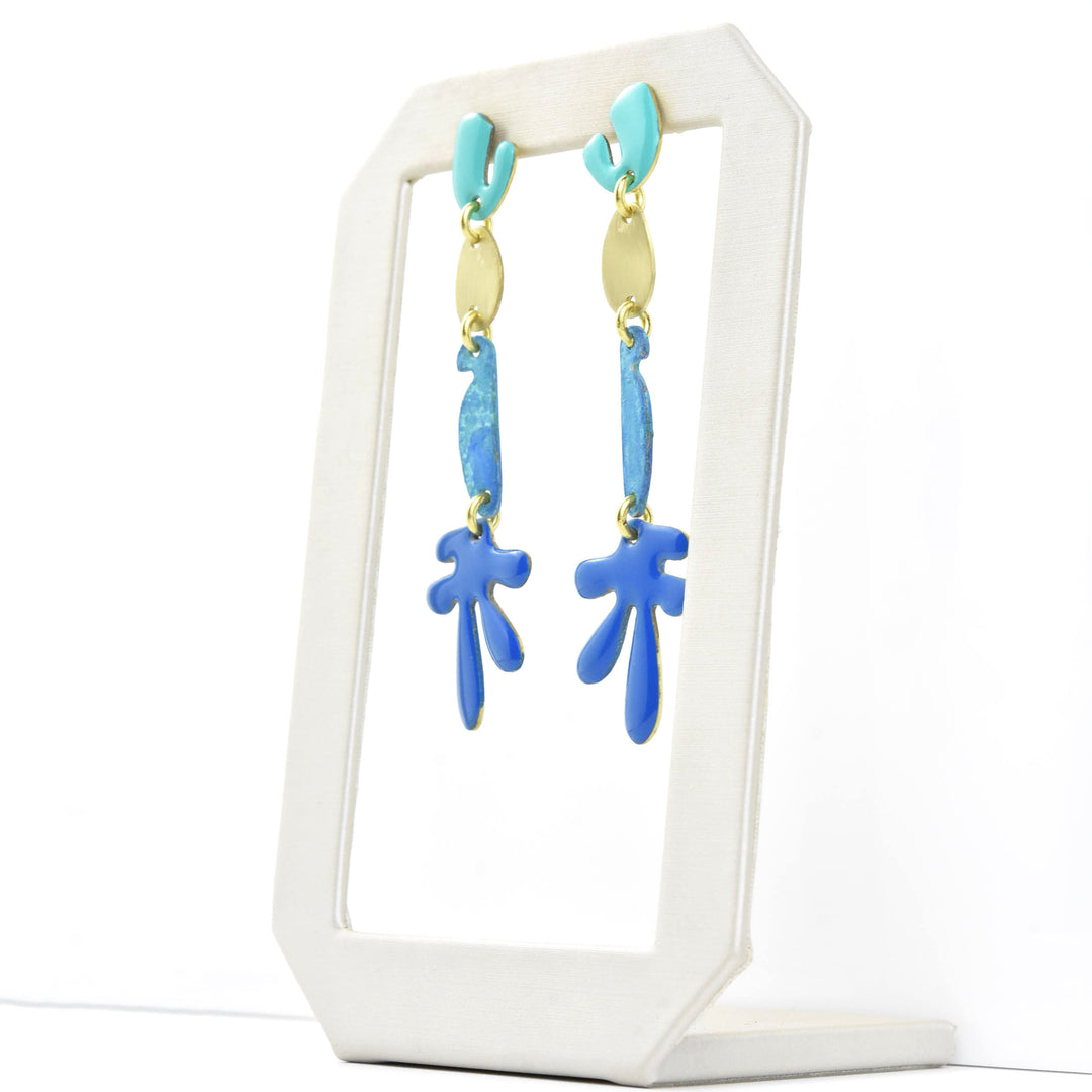 Shapes in a Line Earrings in Mix Blue - Goldmakers Fine Jewelry