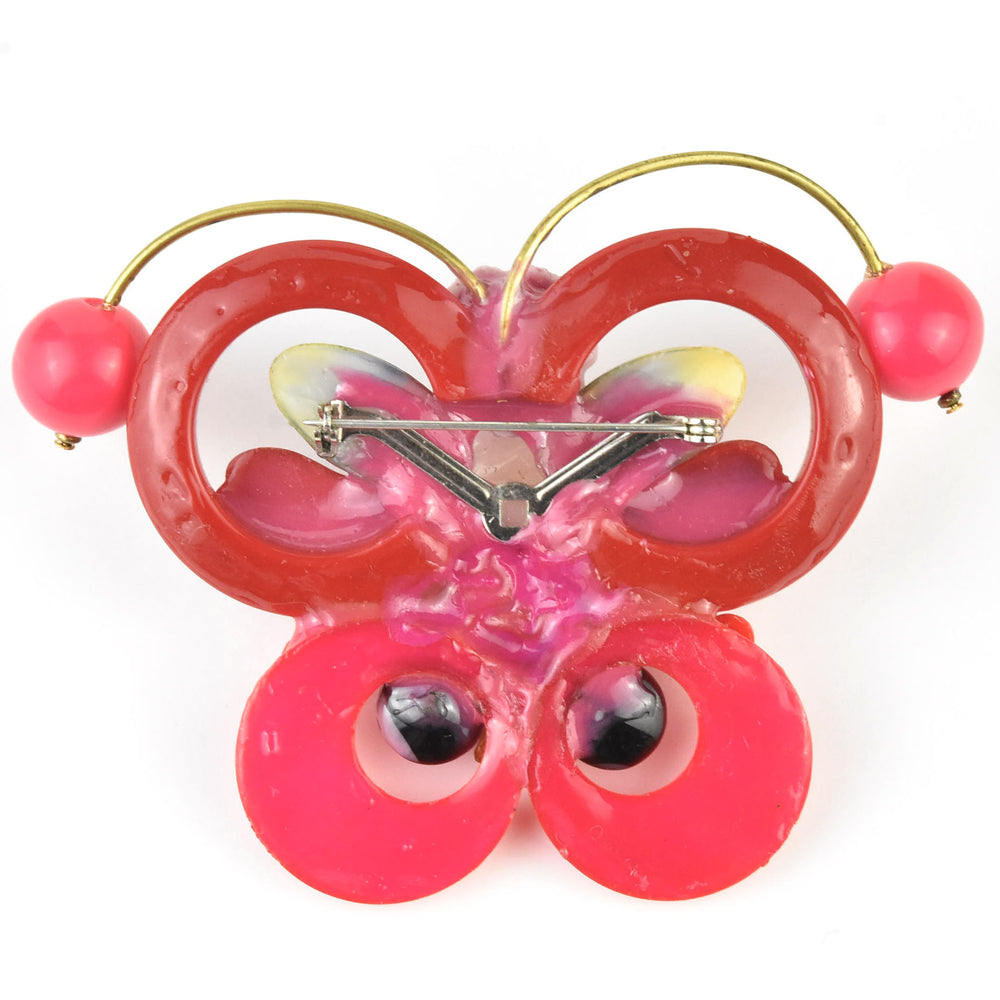 Red and Pink Butterfly Brooch - Goldmakers Fine Jewelry