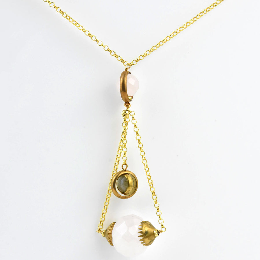 Rose Quartz Balance Necklace - Goldmakers Fine Jewelry