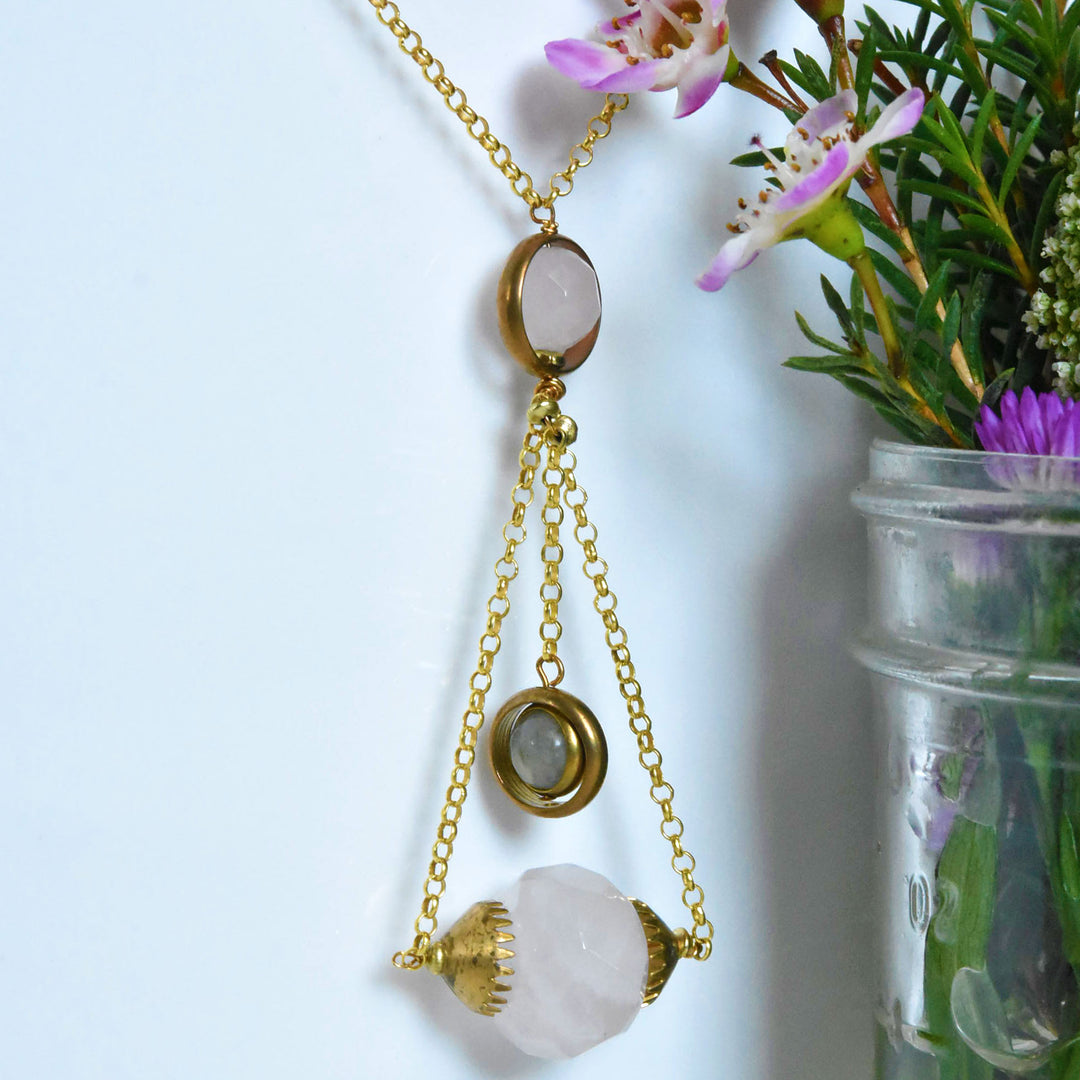 Rose Quartz Balance Necklace - Goldmakers Fine Jewelry