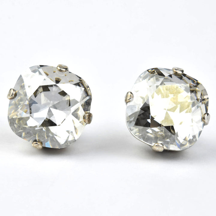 Classic Crystal Studs in Silver Plate - Goldmakers Fine Jewelry