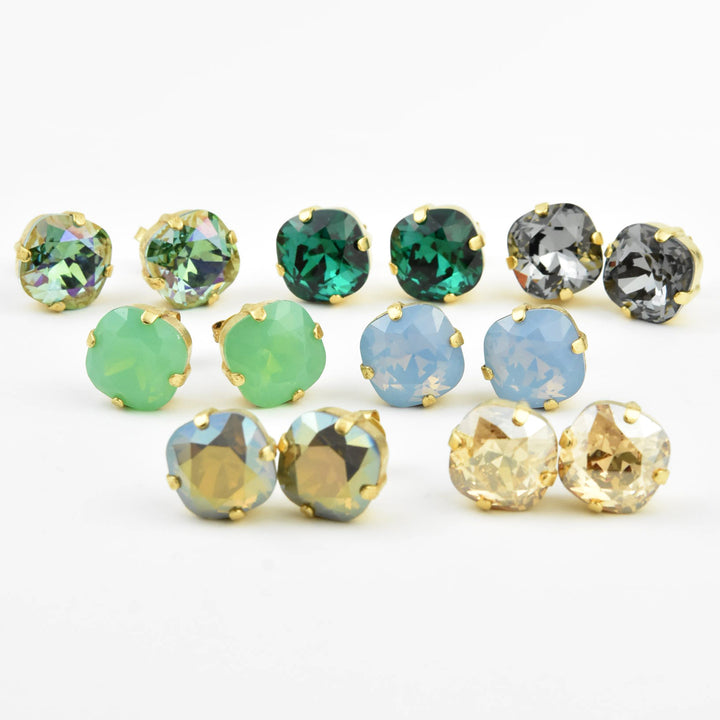 Classic Crystal Studs in Gold Plate - Goldmakers Fine Jewelry